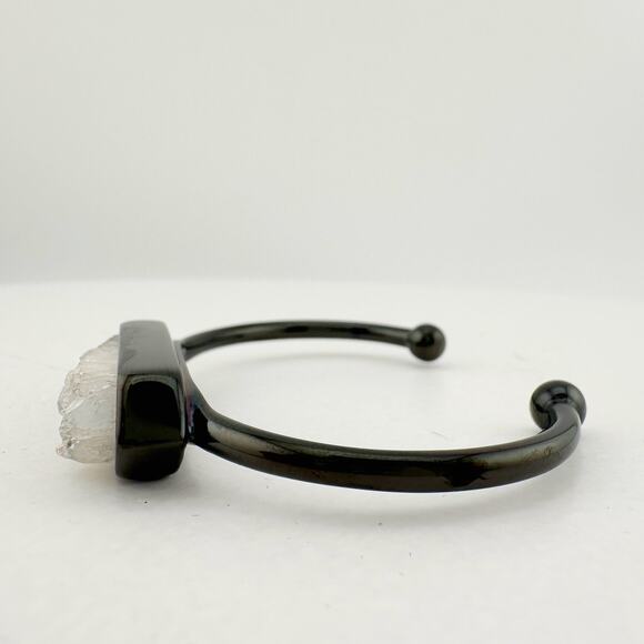 Black Ondine White Quartz Bangle Bracelet - Picture 5 of 12